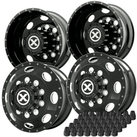 24.5 Gloss Black Aluminum "LEFT LANE" Wheel Kit