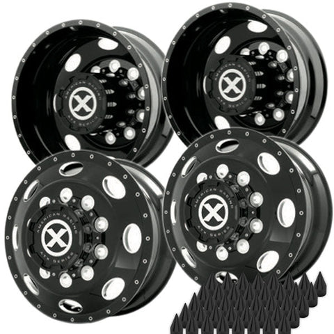 24.5 Gloss Black Aluminum "LEFT LANE" Wheel Kit