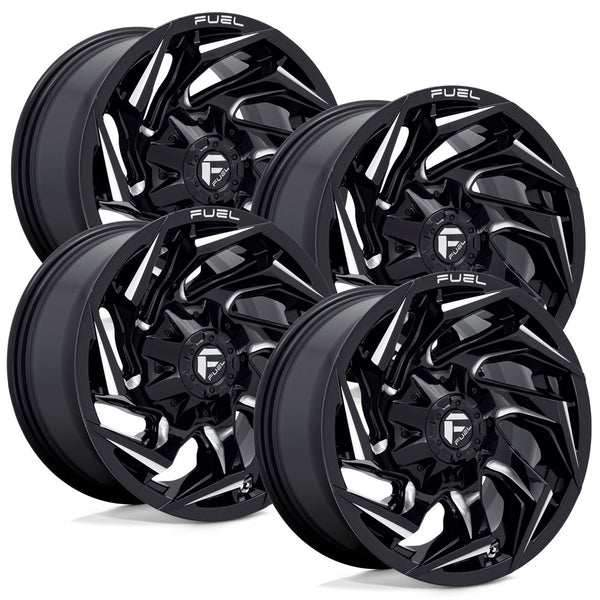 FUEL D753 20インチ ZEETEXタイヤホイール4本セット Fuel Reaction D753 Black Aluminum Chevy 2500/3500 Wheel Kit (8x180
