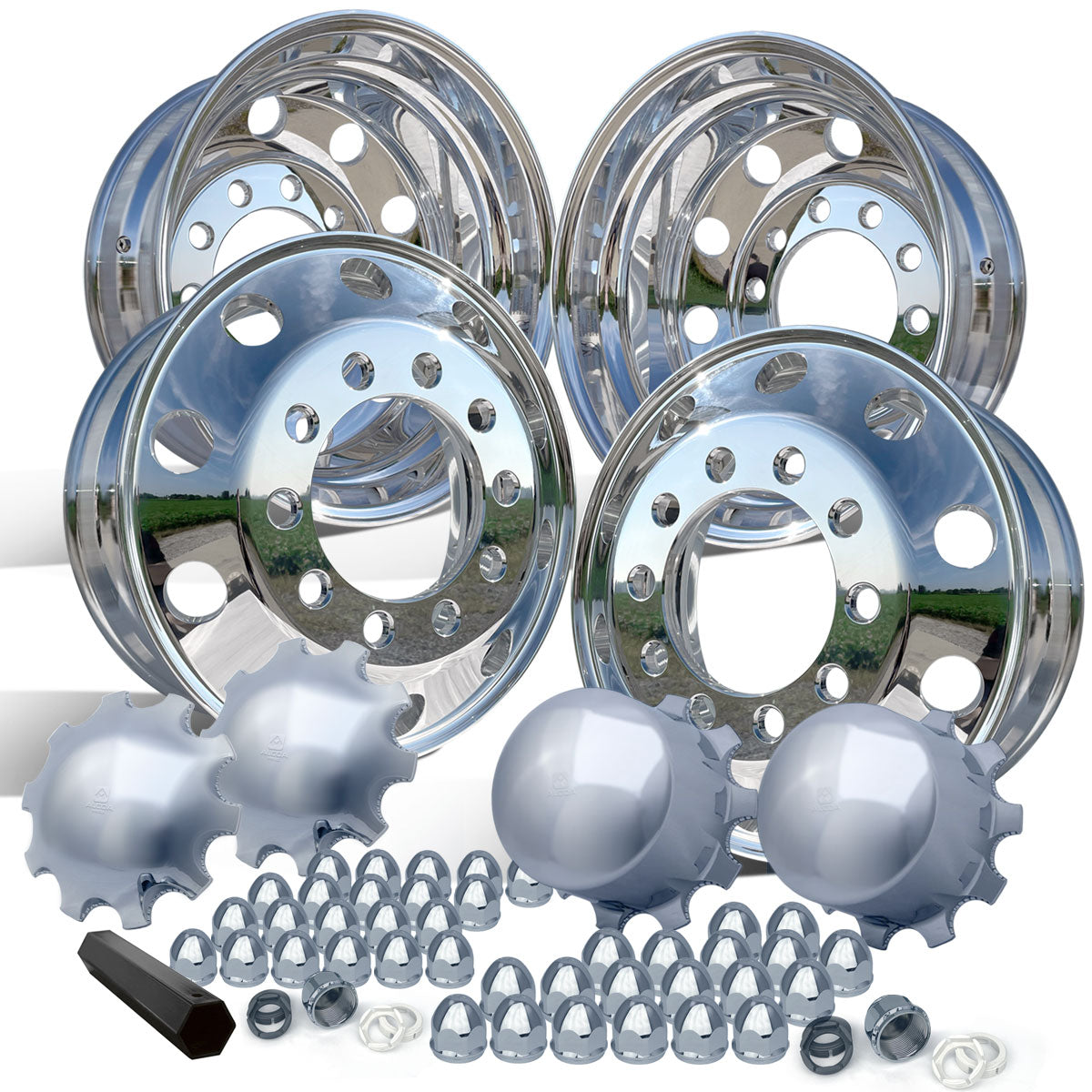 22.5 Stud-Pilot Polished 10 Lug Semi Wheel Kit – Buy Truck Wheels