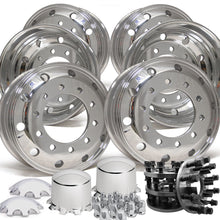 Load image into Gallery viewer, 19.5 Alcoa High Polished Both Sides 1993-Earlier Dodge Ram 3500 DRW 10x285.75mm 6 Wheel Kit With 8 to 10 Lug Adapter Kit