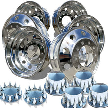 Load image into Gallery viewer, Accuride&#39;s 22.5x8.25 Quantum 99™ High Polished Wheels With Pointed Spiked Lug Nut Covers