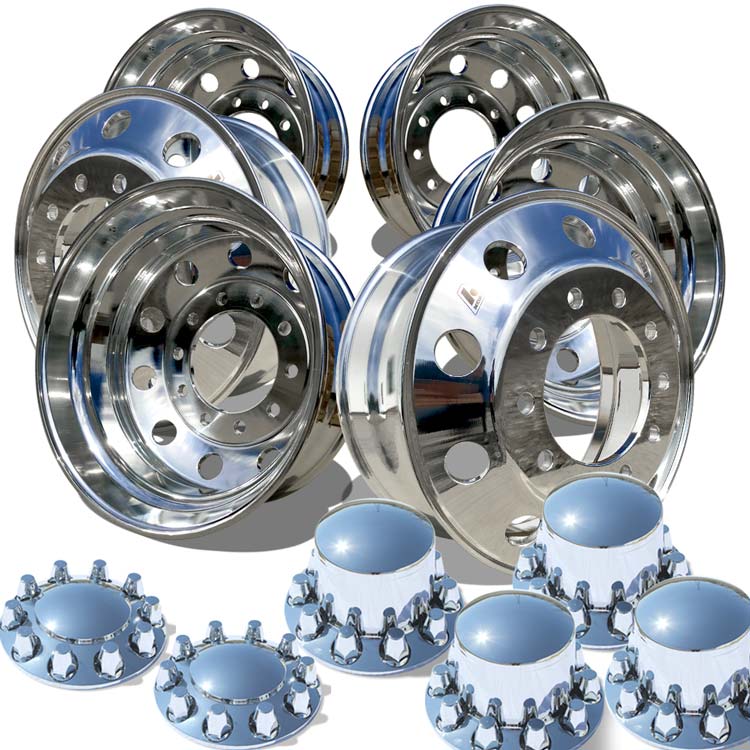 41362 24.5 x 8.25 Wheel Kit with 6 wheels and rounded regular hub caps