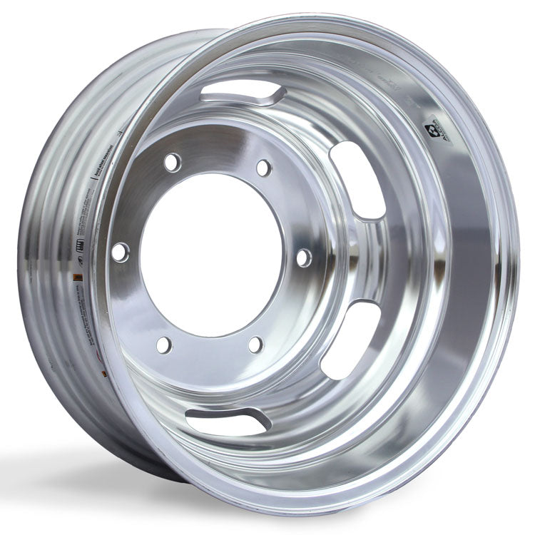 Rear Wheel, 16.5" x 5.5" Alcoa Dura-Bright EVO Aluminum. Has 6 Lug holes and 205mm Bolt Circle with 161.1mm Bore Diameter.