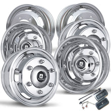 Load image into Gallery viewer, Full Kit with 4 16.5&quot; x 5.5&quot; Alcoa Dura-Bright EVO Aluminum Wheels and 2 Alcoa Inner Rear Wheels. Kit Includes Valve Stems.