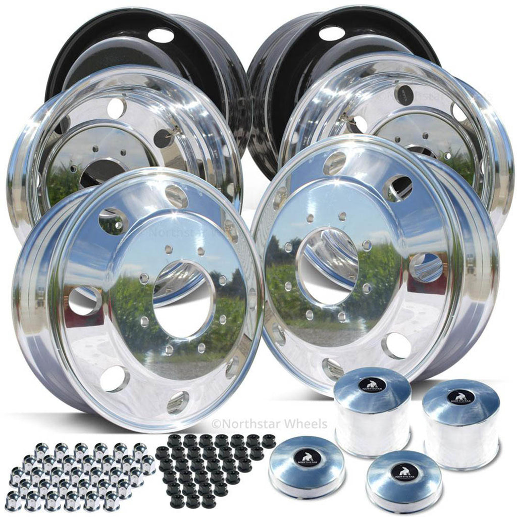 19.5x6.75 Northstar Mirror Polished Chevy/GMC 3500 DRW 8X6.5" 6 Wheel Kit (1973-2010)