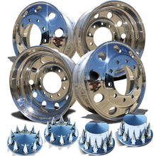 Load image into Gallery viewer, 22.5 Alcoa LvL ONE Truck Wheels Chrome 076188 &amp; 077188 Pointed Hub Cover with Spike Lug Nut Cover Kits