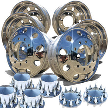 Load image into Gallery viewer, 22.5 Alcoa LvL ONE Truck Wheels Chrome 076188 &amp; 077188 Alcoa Pointed Caps Spiked Nut Covers