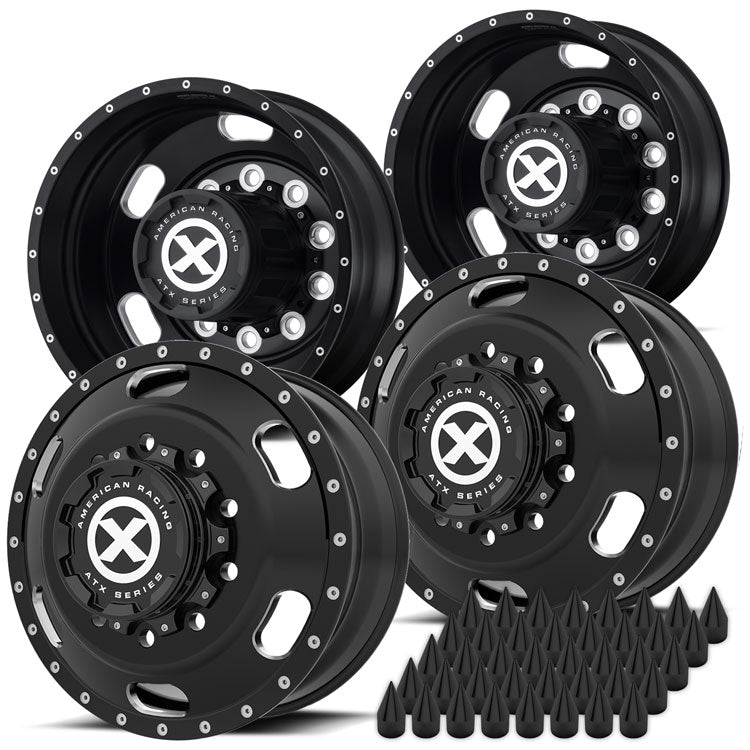 22.5 Satin Black Aluminum "Indy" Wheel Kit
