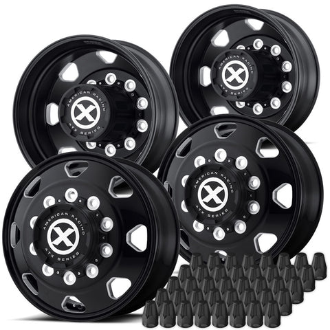22.5 Satin Black Aluminum "Octane" Wheel Kit