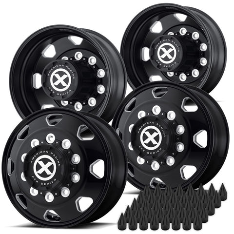 22.5 Satin Black Aluminum "Octane" Wheel Kit
