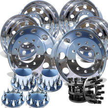 Load image into Gallery viewer, 22&quot; Polished Aluminum Wheels w/ Adapter Kit and Chrome Caps (Chevy/GMC 3500 DRW 2001-2010)