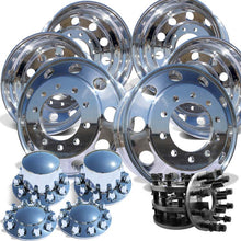 Load image into Gallery viewer, 24&quot; Polished Aluminum Wheels w/ Adapter Kit and Chrome Caps (Ford F350 DRW 1998-2004)