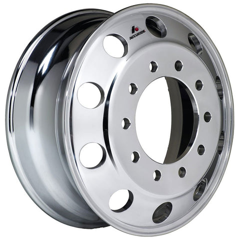 Front View 22.5x7.50 Hub Piloted Accuride Wheel-Polished In (Drive/Trailer)
