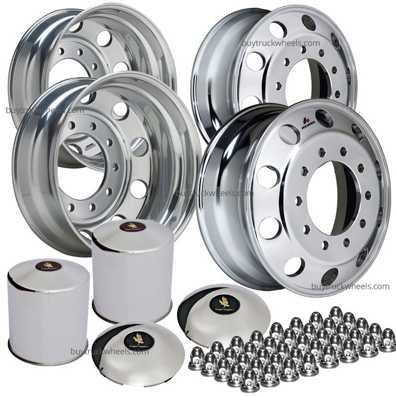 41362 24.5 x 8.25 Wheel Kit with 4 wheels and rounded regular hub caps