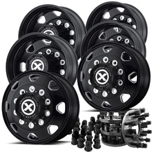Load image into Gallery viewer, 1-Ton Dually 8 to 10 lug Adapter w/ 22.5 Black Octane Wheels